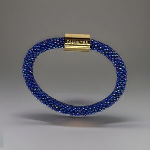 Sashka Co. Bracelet Iridescent Blue Diabetes Alert Charm Handcrafted Glass Bead